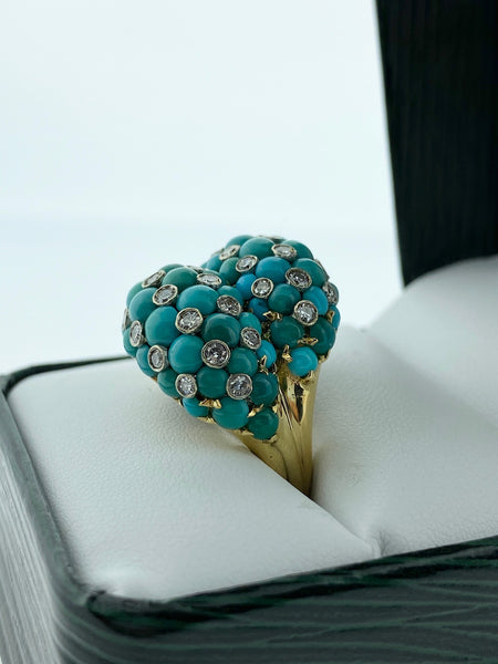 Turquoise and Diamond Bypass Ring