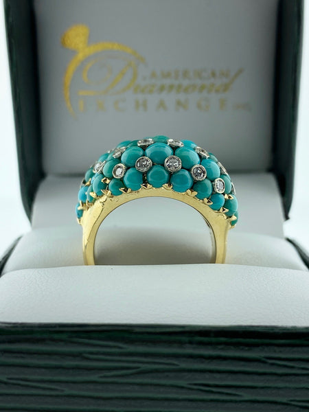Turquoise and Diamond Bypass Ring