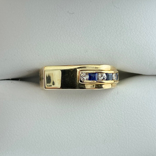 Wave Sapphire and Diamond Ring