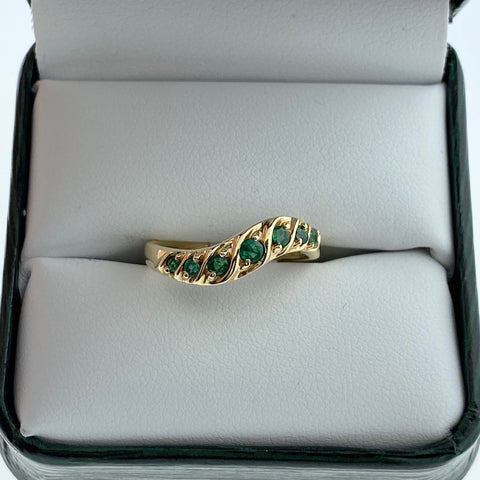 Emerald Stackable Wave Ring