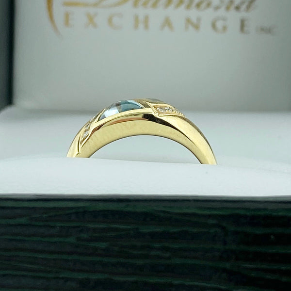 Geometric Blue Topaz and Diamond Ring