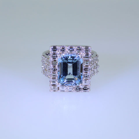 Aquamarine and Diamond Ring, Custom Made