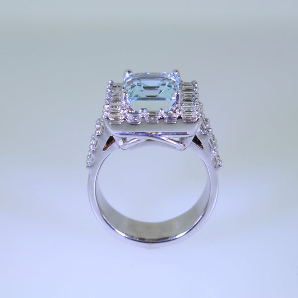 Aquamarine and Diamond Ring, Custom Made