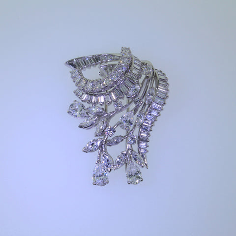 Antique Fancy Platinum Diamond Brooch, Handmade