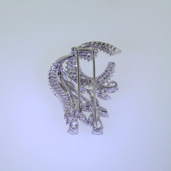 Antique Fancy Platinum Diamond Brooch, Handmade