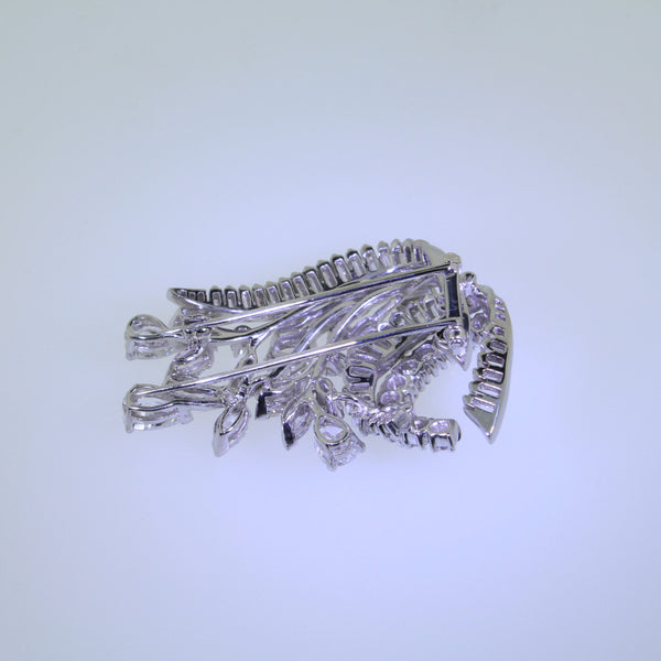 Antique Fancy Platinum Diamond Brooch, Handmade