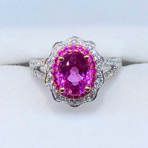 Amazing Pink Sapphire and Diamond Ring