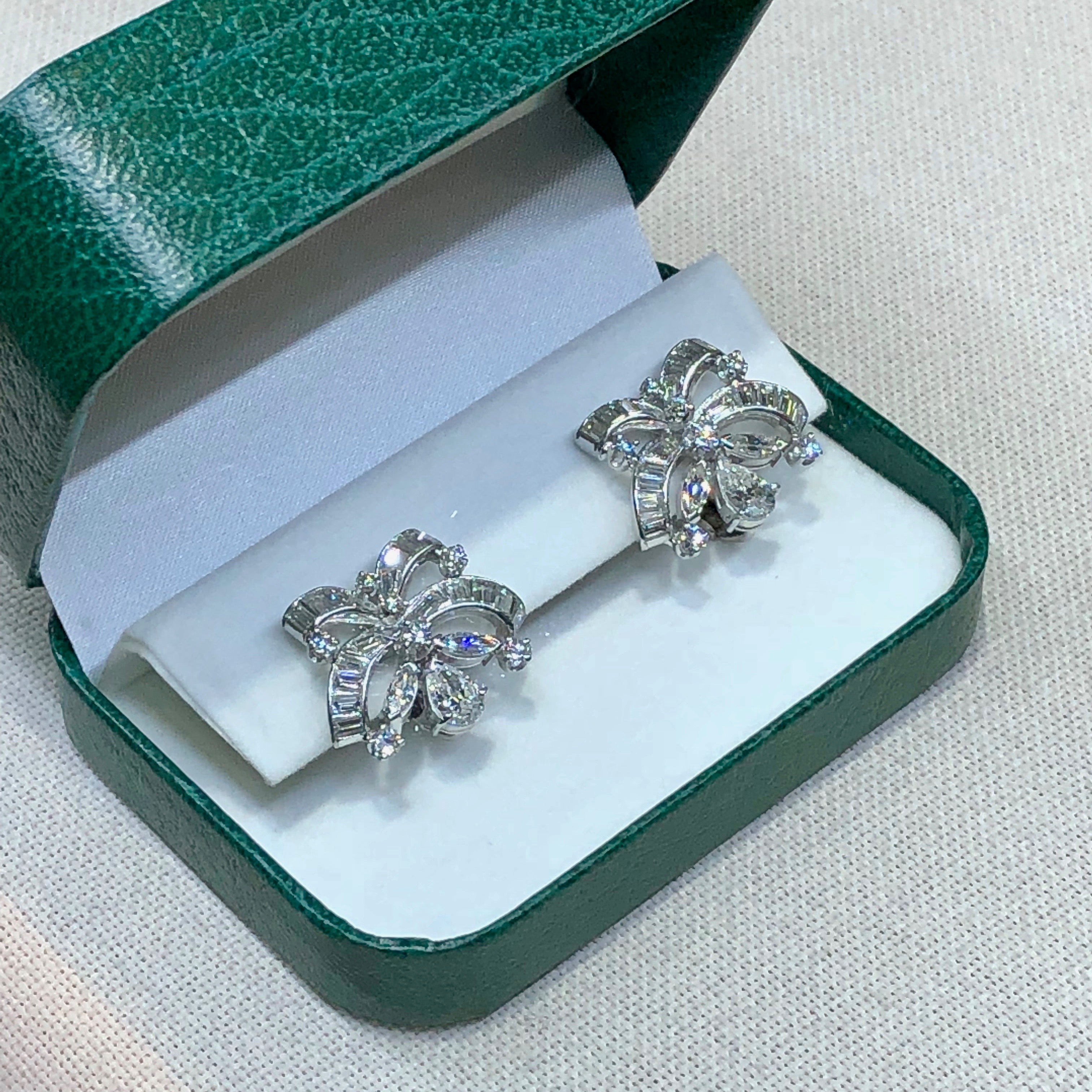 Antique Estate Diamond Earrings Handmade American Diamond