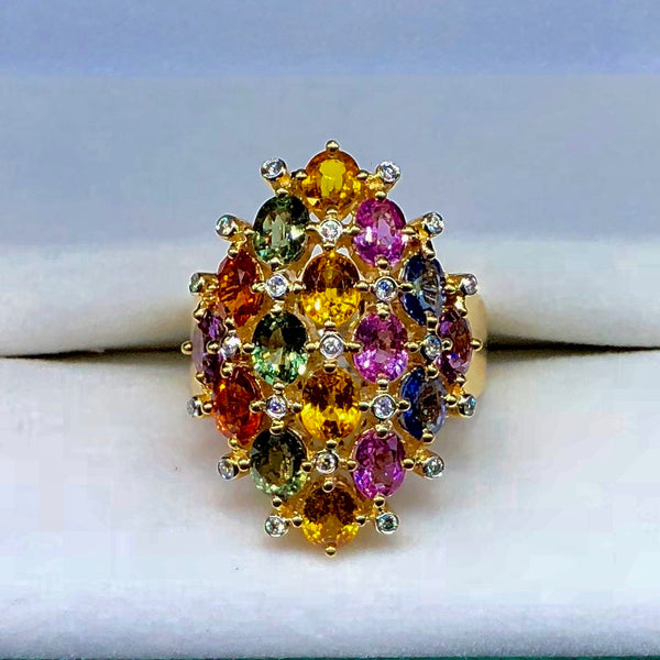 Multi Color Genuine Sapphire Ring