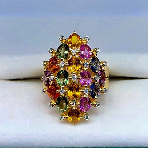 Multi Color Genuine Sapphire Ring