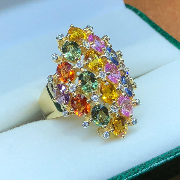 Multi Color Genuine Sapphire Ring