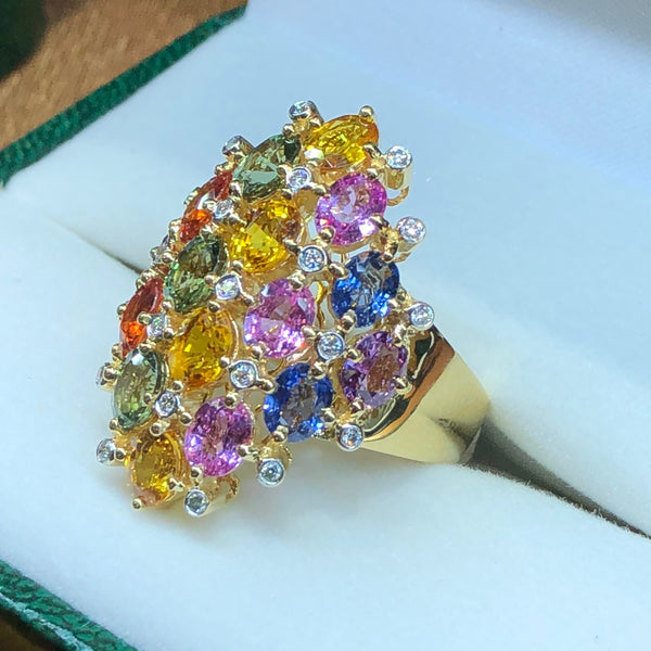 Multi Color Genuine Sapphire Ring