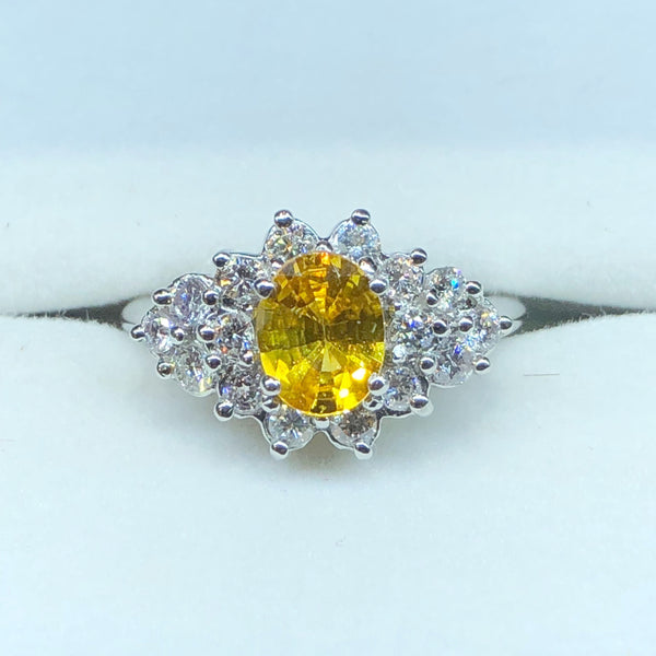 Sapphire Ring with Genuine Golden Sapphire