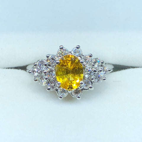 Sapphire Ring with Genuine Golden Sapphire