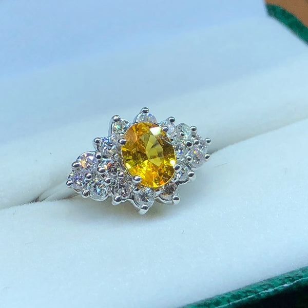 Sapphire Ring with Genuine Golden Sapphire