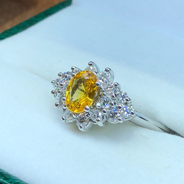 Sapphire Ring with Genuine Golden Sapphire