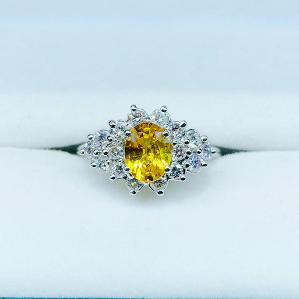 Sapphire Ring with Genuine Golden Sapphire