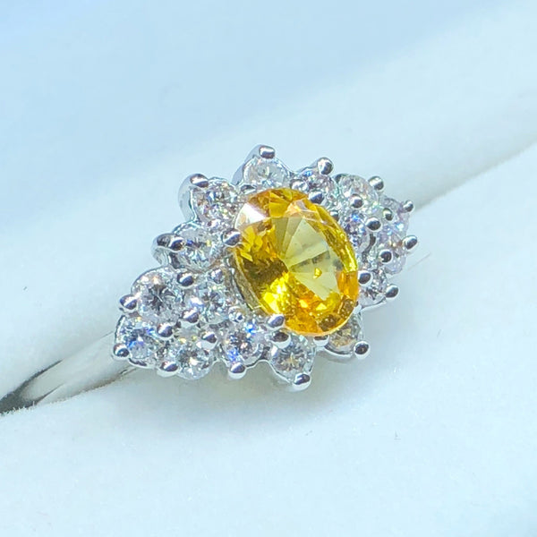 Sapphire Ring with Genuine Golden Sapphire