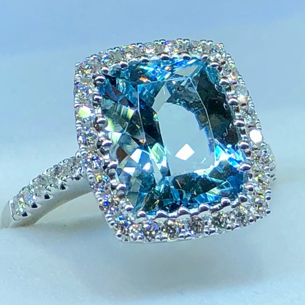 Aquamarine and Diamond Ring
