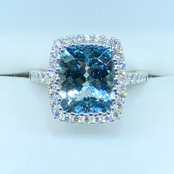 Aquamarine and Diamond Ring