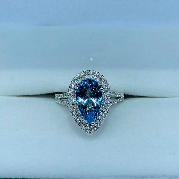 Aquamarine and Diamond Ring