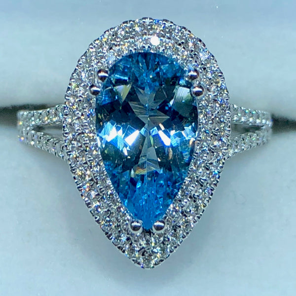 Aquamarine and Diamond Ring