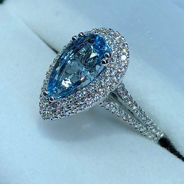 Aquamarine and Diamond Ring
