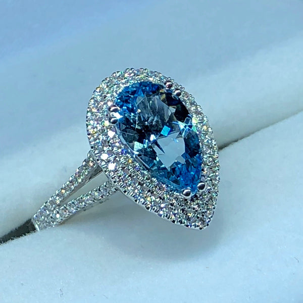 Aquamarine and Diamond Ring