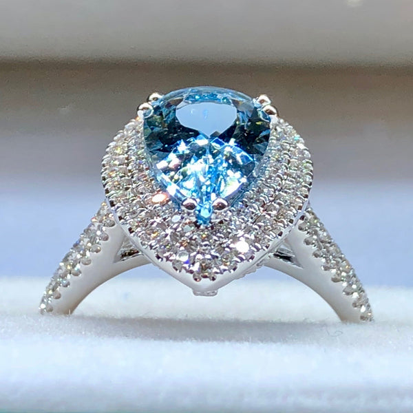 Aquamarine and Diamond Ring