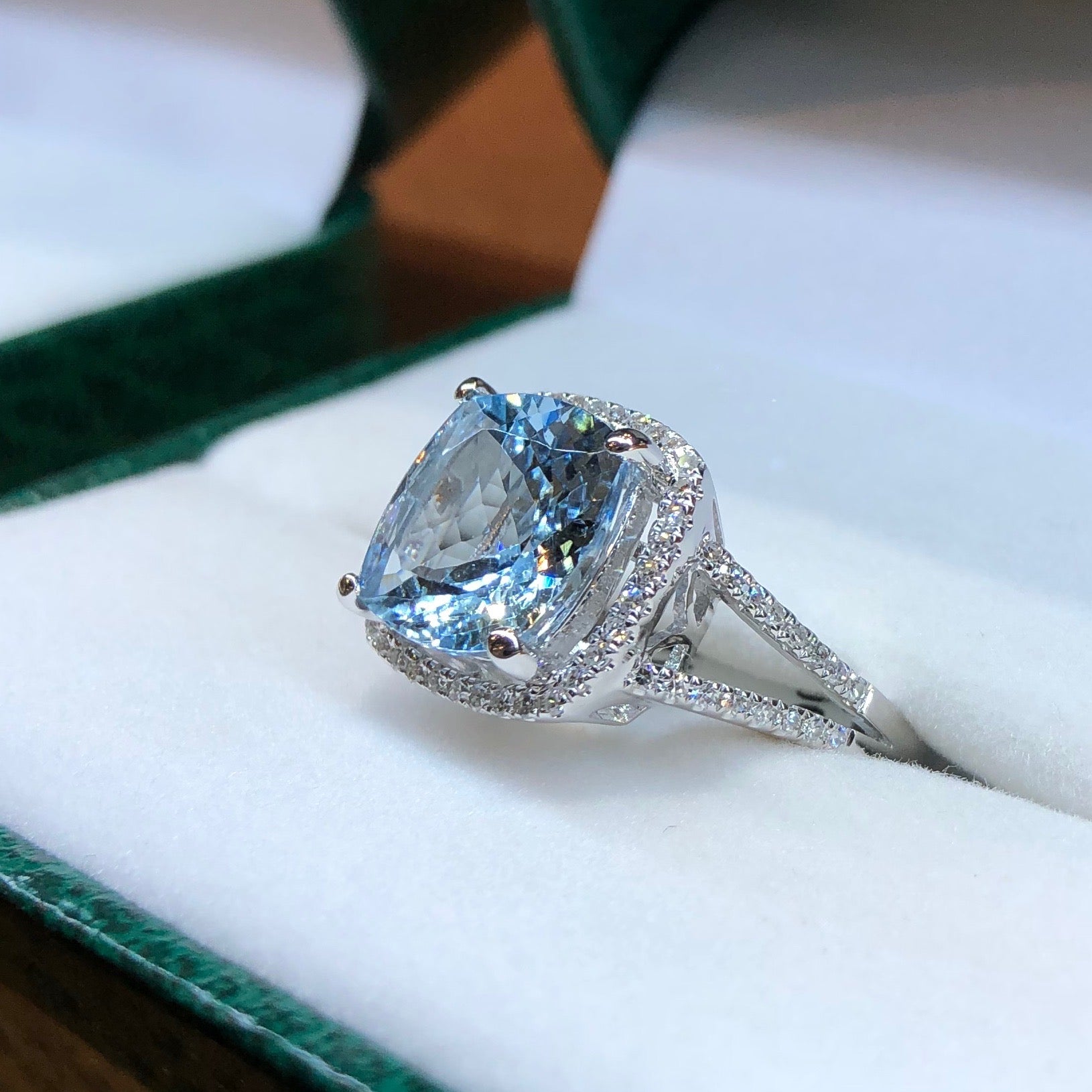 Aquamarine and Diamond Ring