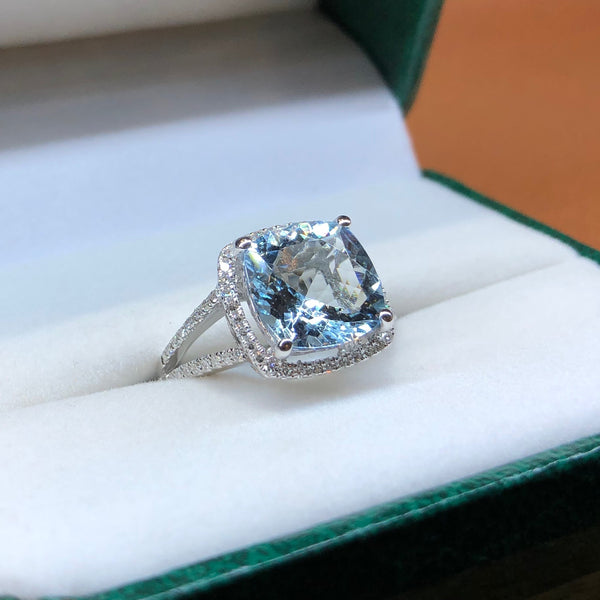 Aquamarine and Diamond Ring
