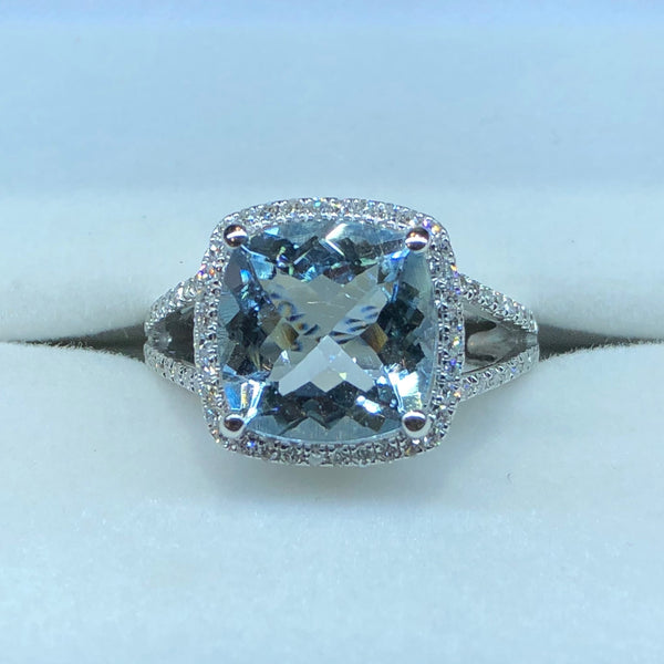Aquamarine and Diamond Ring