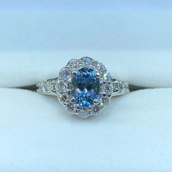 Aquamarine and Diamond Ring