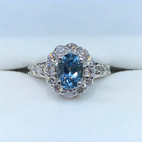 Aquamarine and Diamond Ring