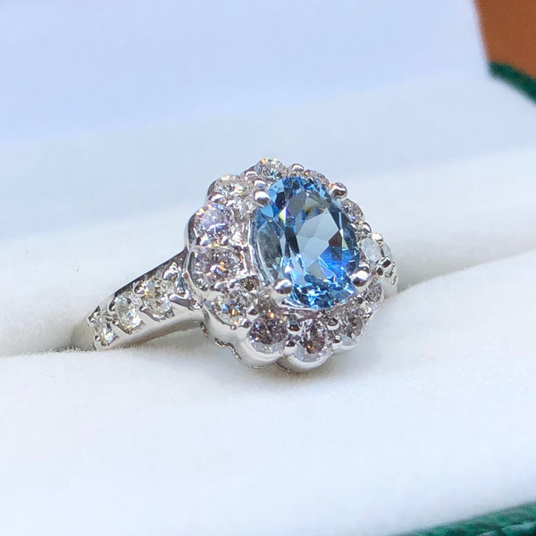 Aquamarine and Diamond Ring