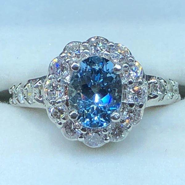 Aquamarine and Diamond Ring
