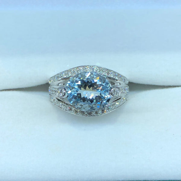 Aquamarine and Diamond Ring
