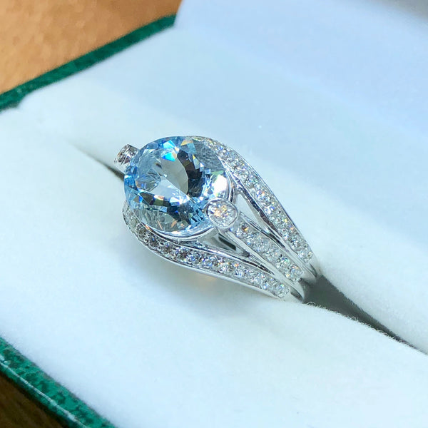 Aquamarine and Diamond Ring