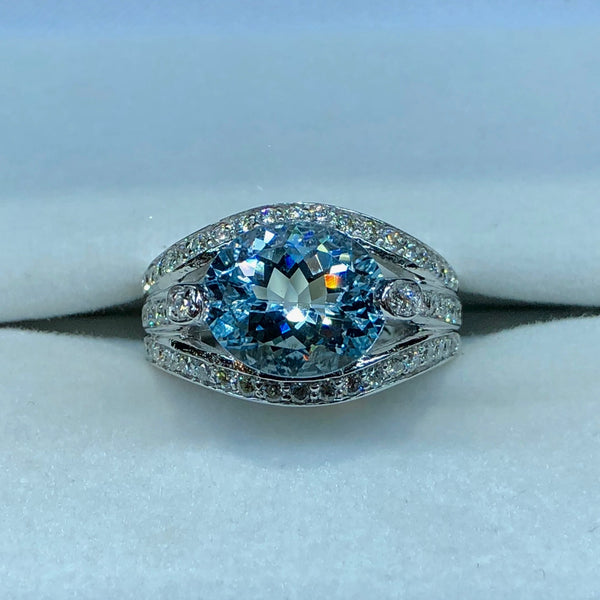 Aquamarine and Diamond Ring
