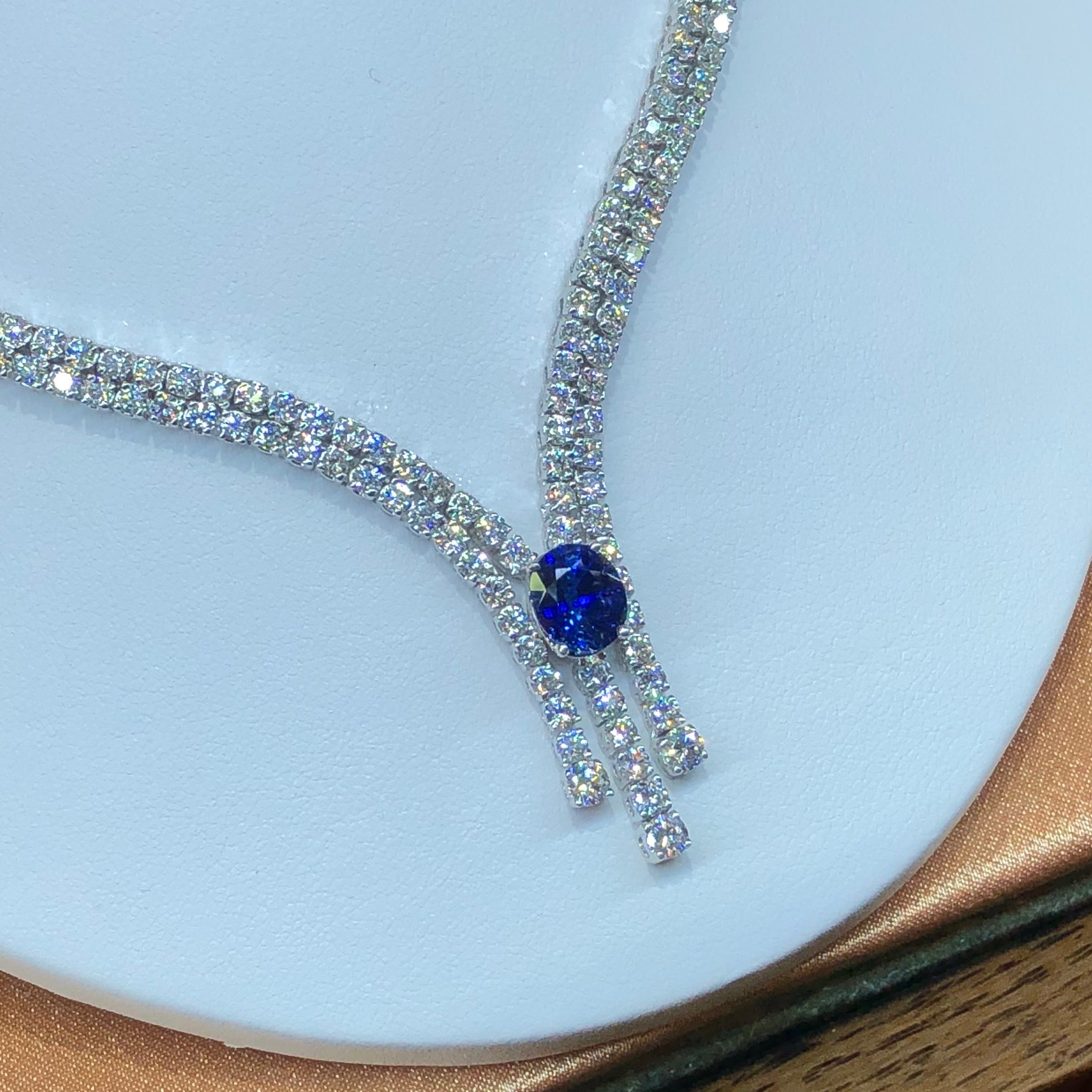 Diamond and Sapphire Necklace American Diamond Exchange Inc