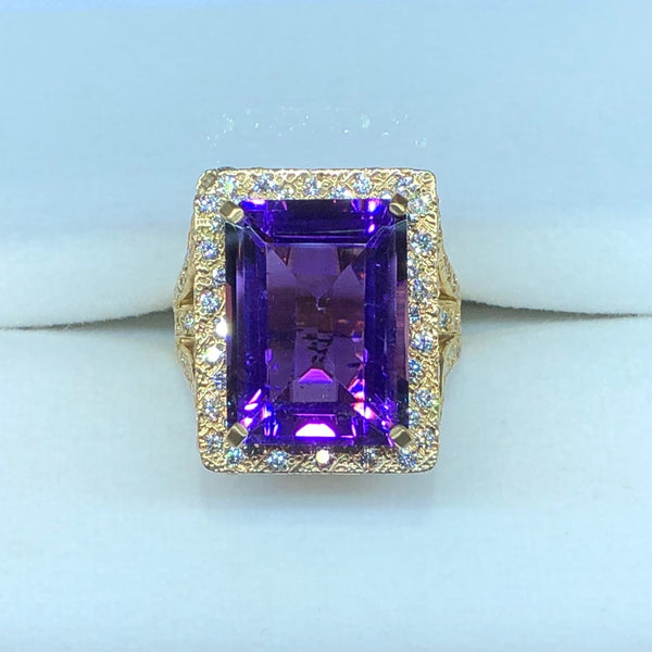 Amethyst and Diamond Ring