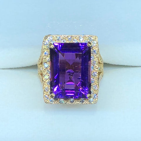 Amethyst and Diamond Ring
