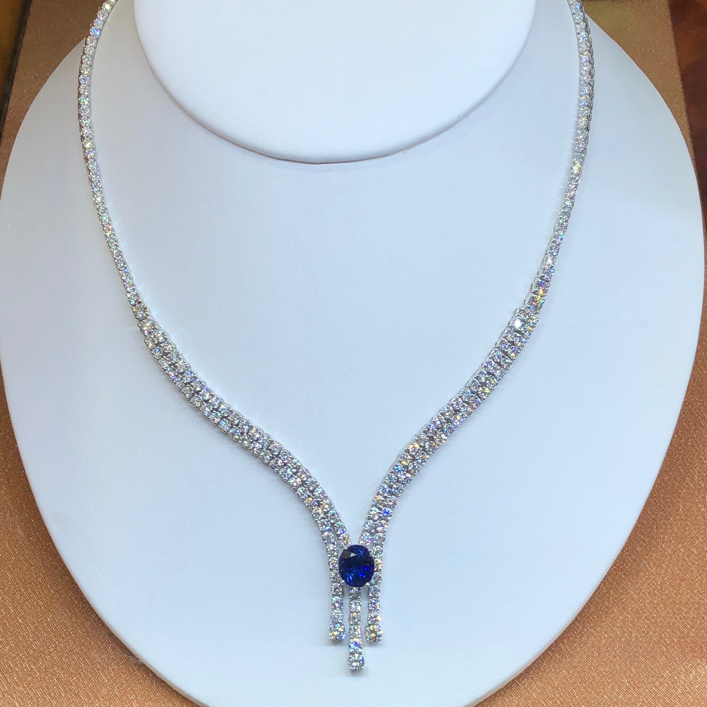 Diamond and Sapphire Necklace American Diamond Exchange Inc