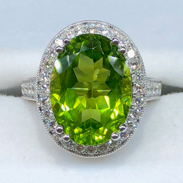 Peridot and Diamond Ring