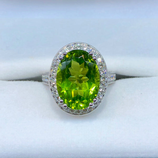 Peridot and Diamond Ring