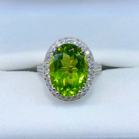 Peridot and Diamond Ring