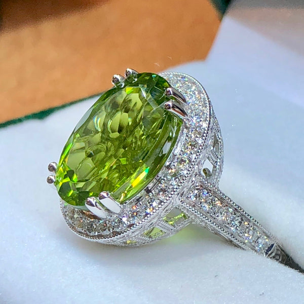 Peridot and Diamond Ring