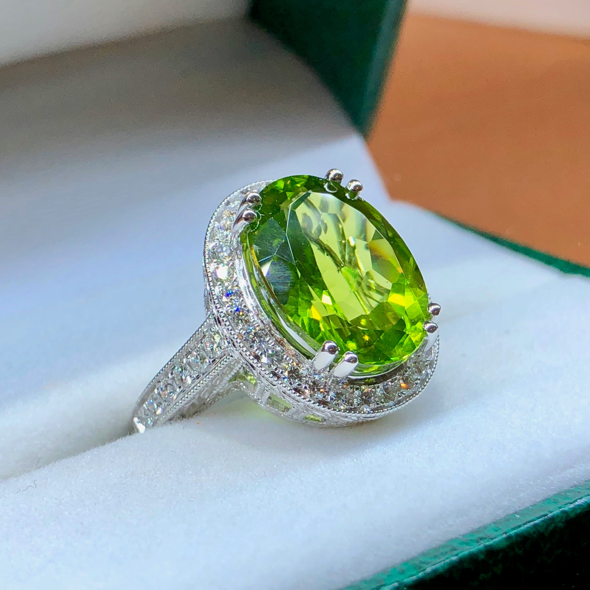 Peridot and Diamond Ring