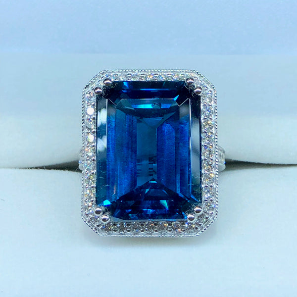 London Blue Topaz and Diamond Ring