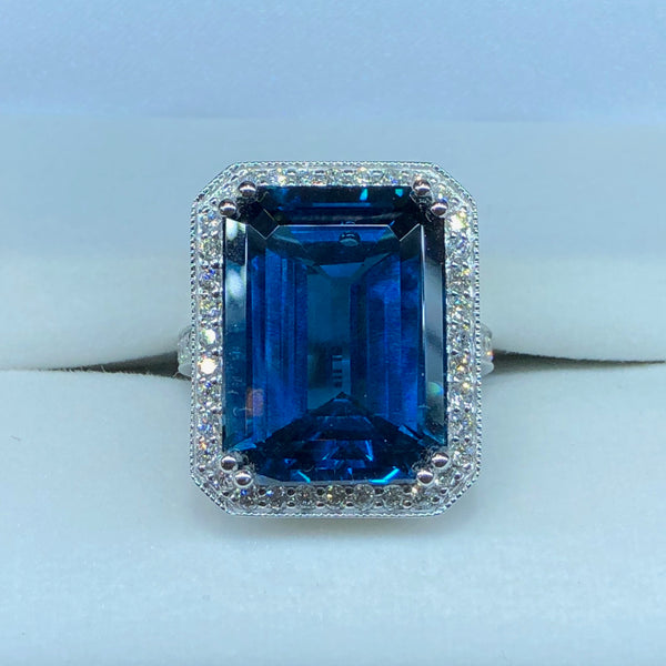 London Blue Topaz and Diamond Ring